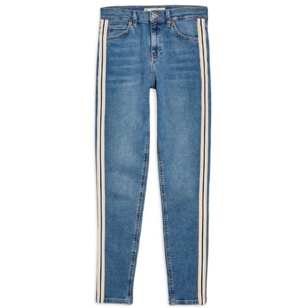 TOPSHOP Jamie Side Stripe Moto Jeans